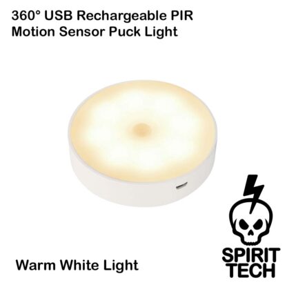 360° USB Rechargeable PIR Motion Sensor Puck Light - Image 2