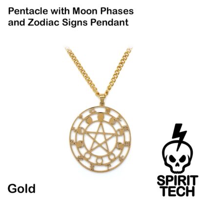 Pentacle with Moon Phases and Zodiac Signs Pendant - Image 3