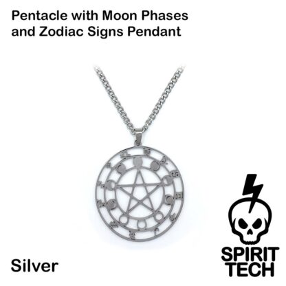 Pentacle with Moon Phases and Zodiac Signs Pendant - Image 2